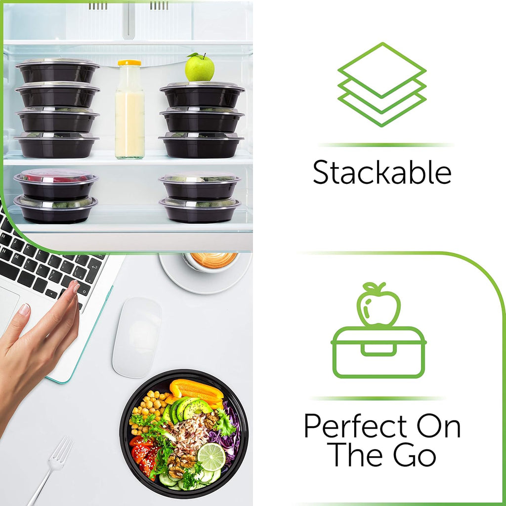 [30 Pieces] 1-Compartment Meal Preparation Tray with Lid - Containers Reusable, Microwave Safe, Dishwasher Safe - Meal Tray Lunch Box Airtight Lid Closure