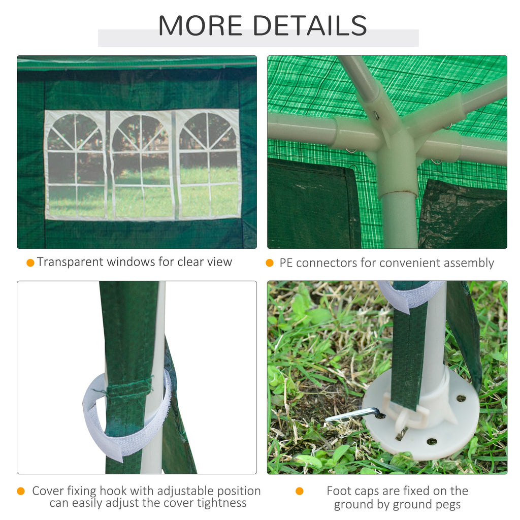 9 x 3 Metre Garden Gazebo with Removable Walls - Green Steel Frame-4