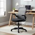 Adjustable Mesh Standing Desk Chair with Flip-up Armrests Lumbar Support Armrests Adjustable Footrest Ring, Dark Grey