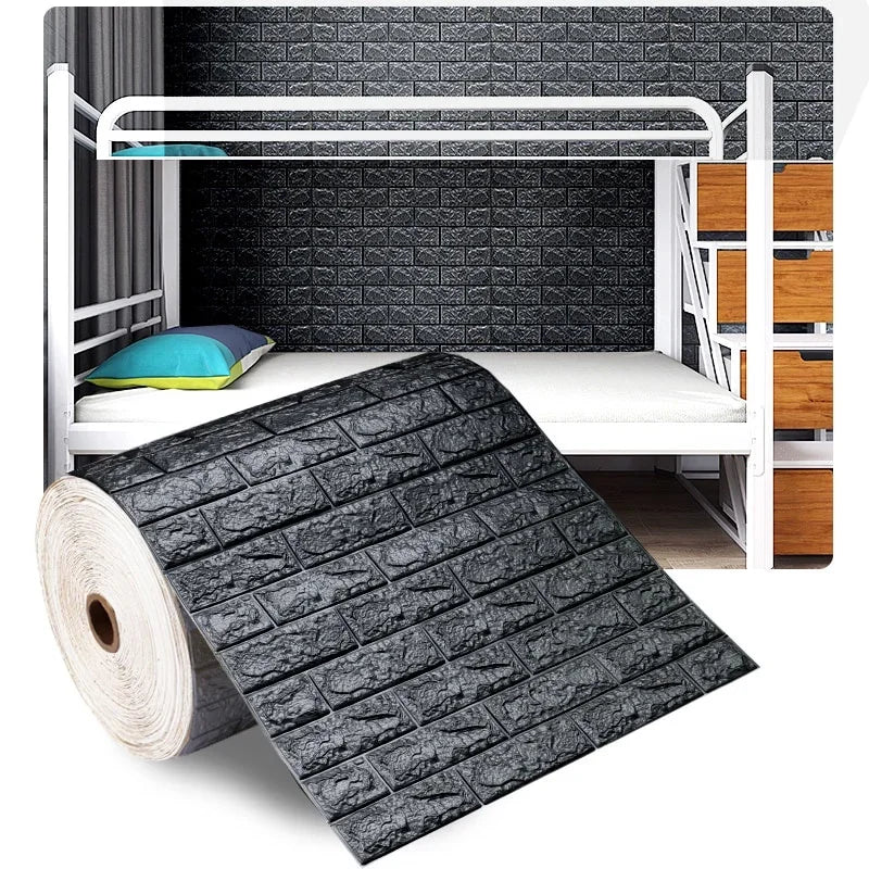3D Foam Brick Self-Adhesive Wallpaper Roll