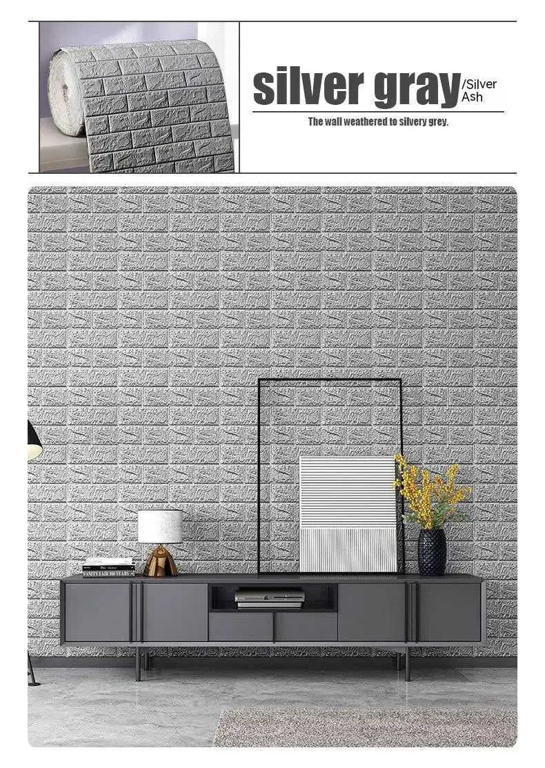 3D Foam Brick Self-Adhesive Wallpaper Roll