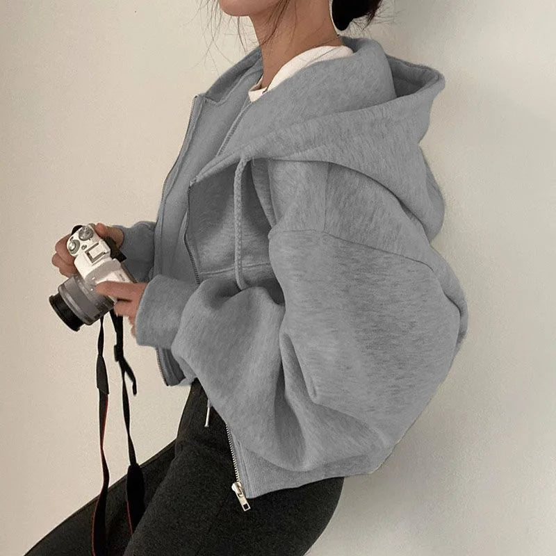 Women’s Y2K Zip-Up Cropped Hoodie Jacket