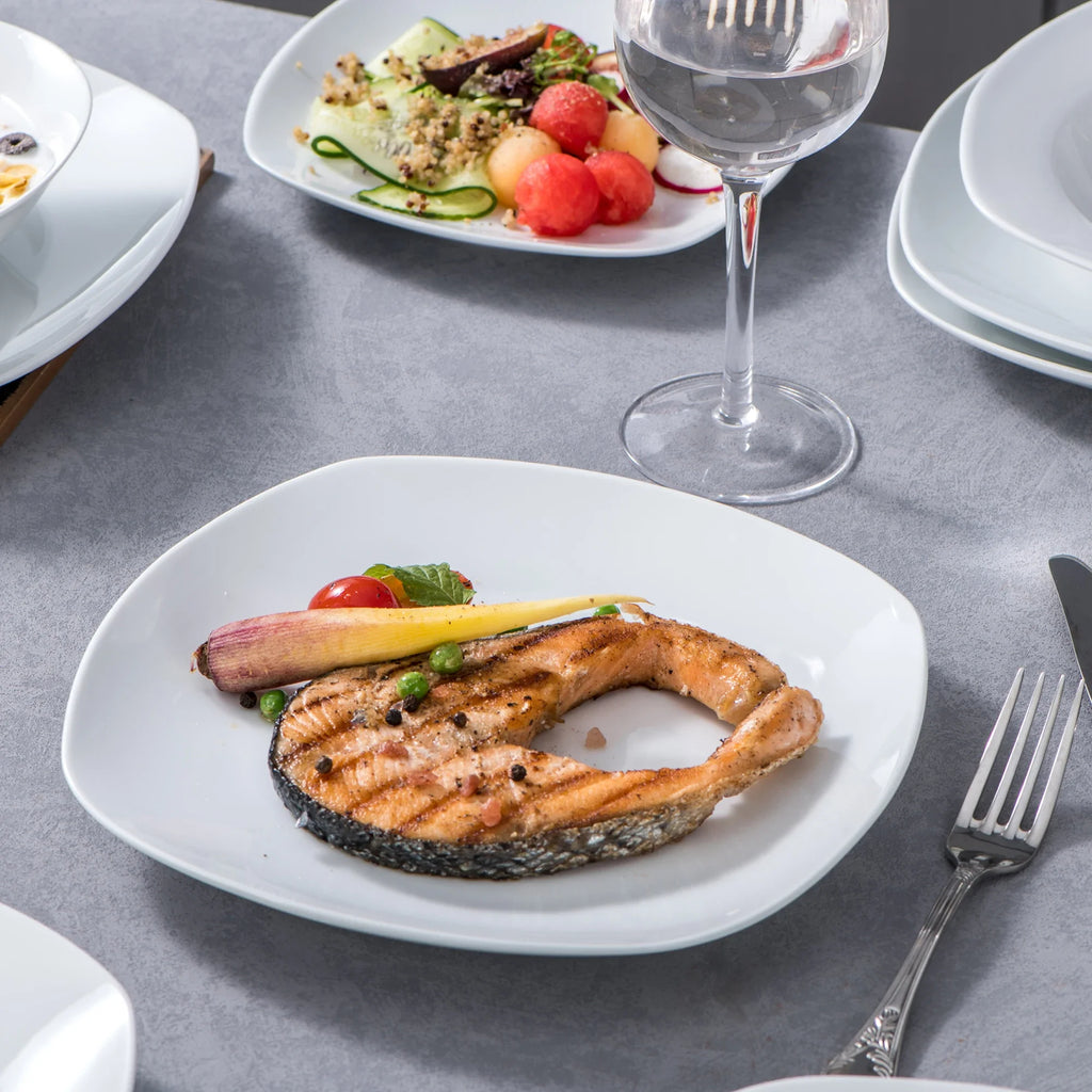 MALACASA 24/48-Piece Ceramic Porcelain Dinnerware Set
