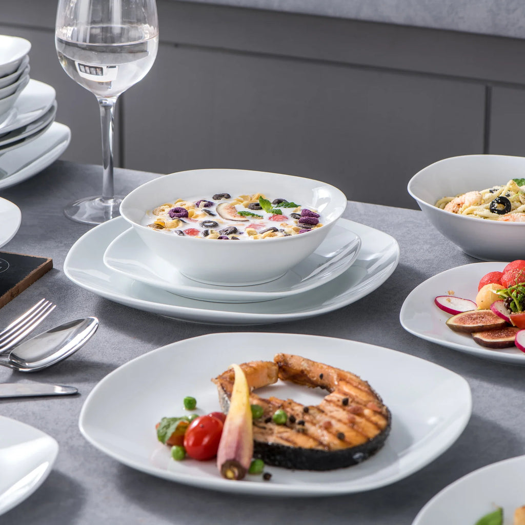 MALACASA 24/48-Piece Ceramic Porcelain Dinnerware Set