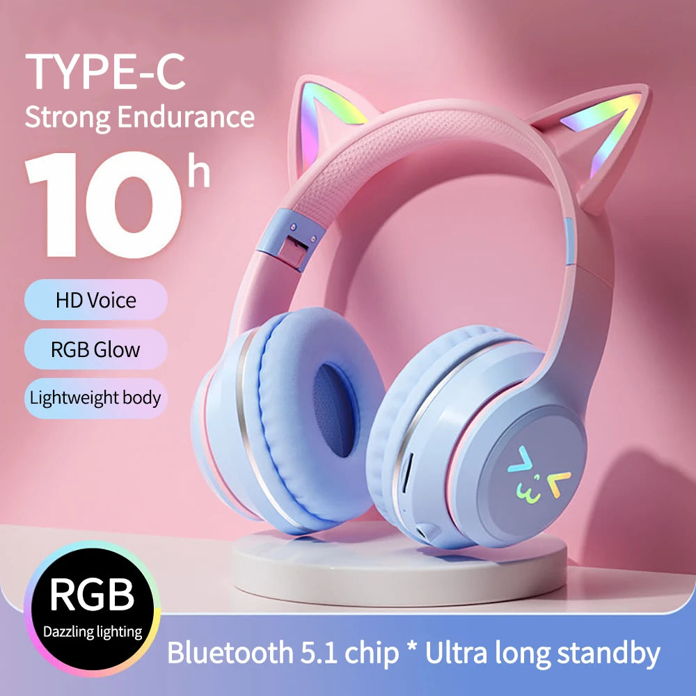 RGB Cat Ear Wireless Bluetooth Headphones