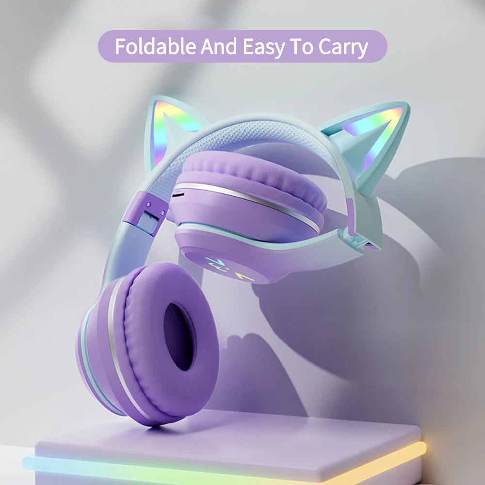 RGB Cat Ear Wireless Bluetooth Headphones