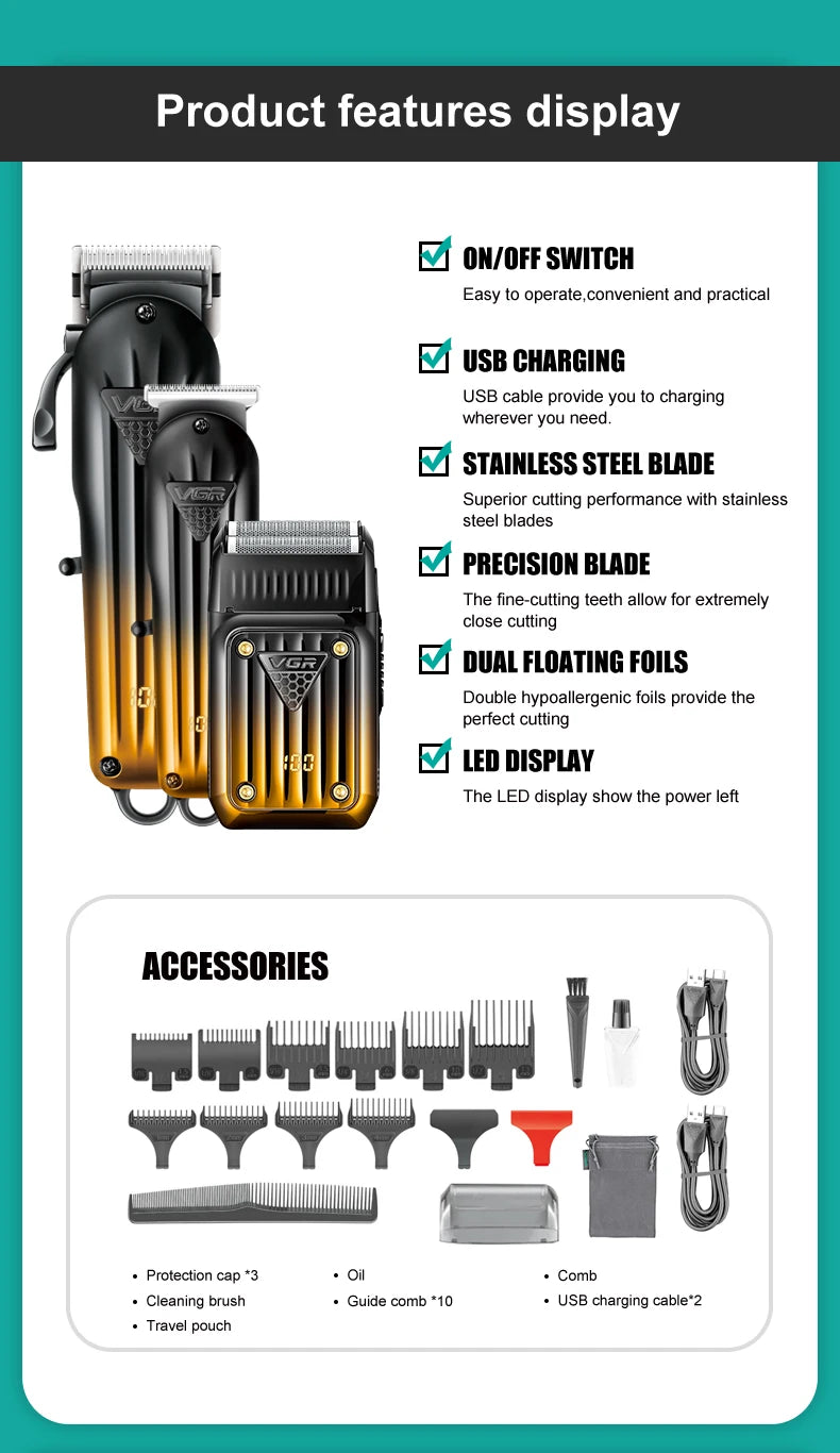 VGR 644 Rechargeable Hair Clipper & Shaver