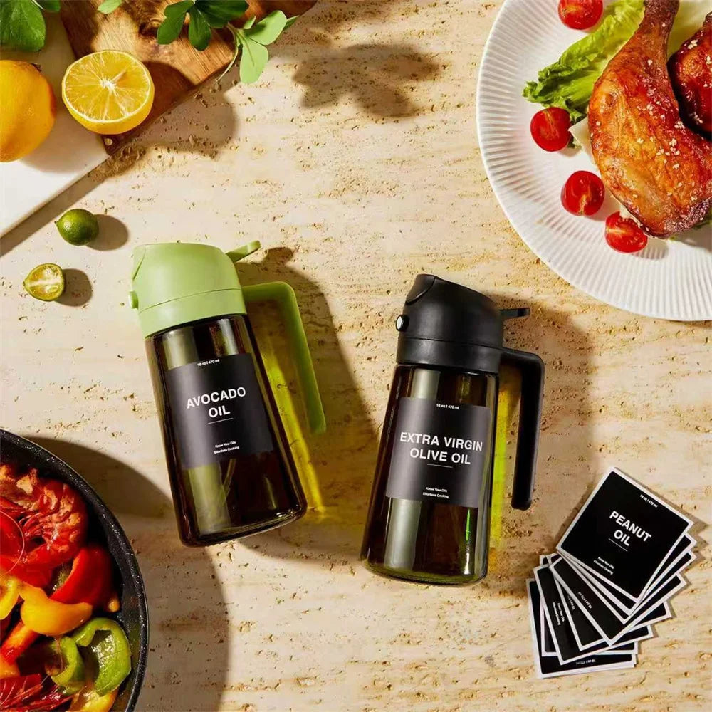 2-in-1 470ml Olive Oil Spray Dispenser Bottle