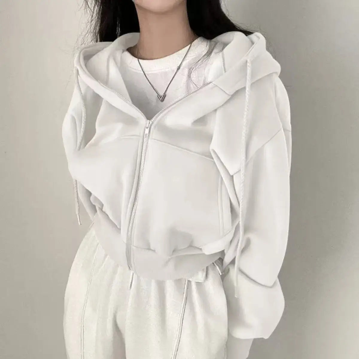 Women’s Y2K Zip-Up Cropped Hoodie Jacket