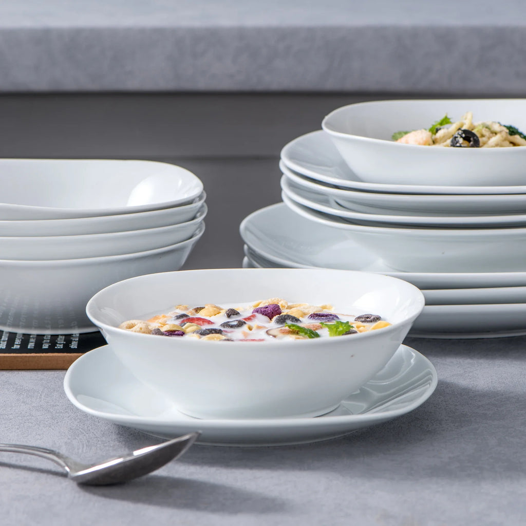 MALACASA 24/48-Piece Ceramic Porcelain Dinnerware Set