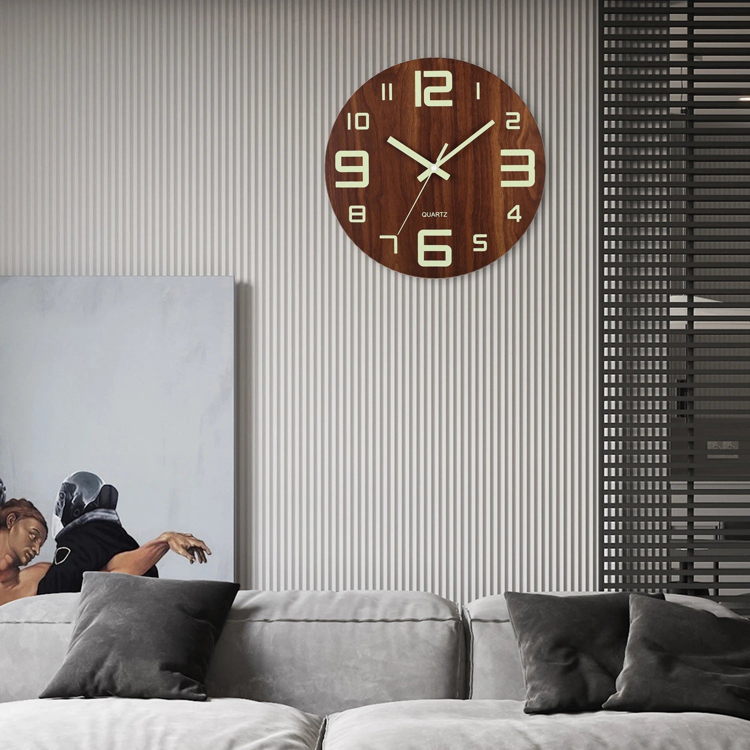 12 Inch Luminous Wooden Silent Night Light Clock
