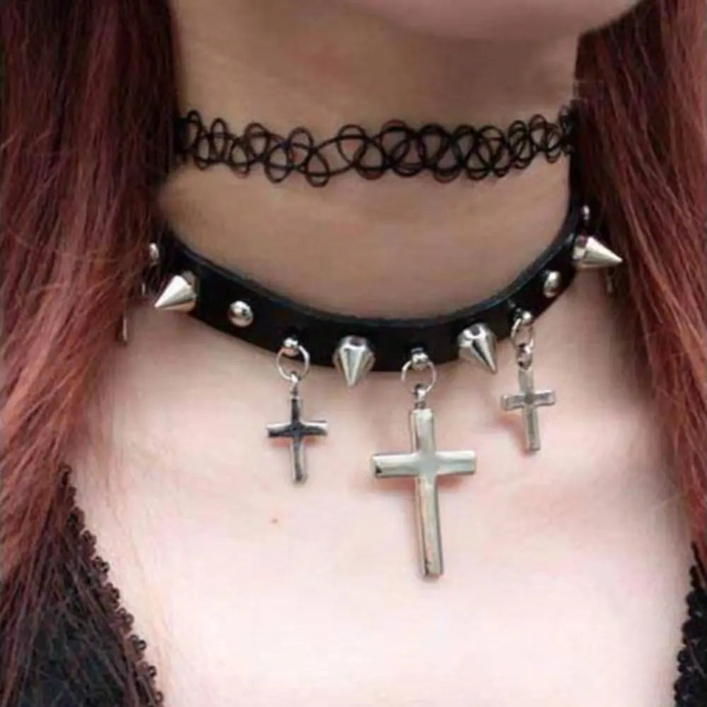 Vintage Stretch Tattoo Choker Necklace Set