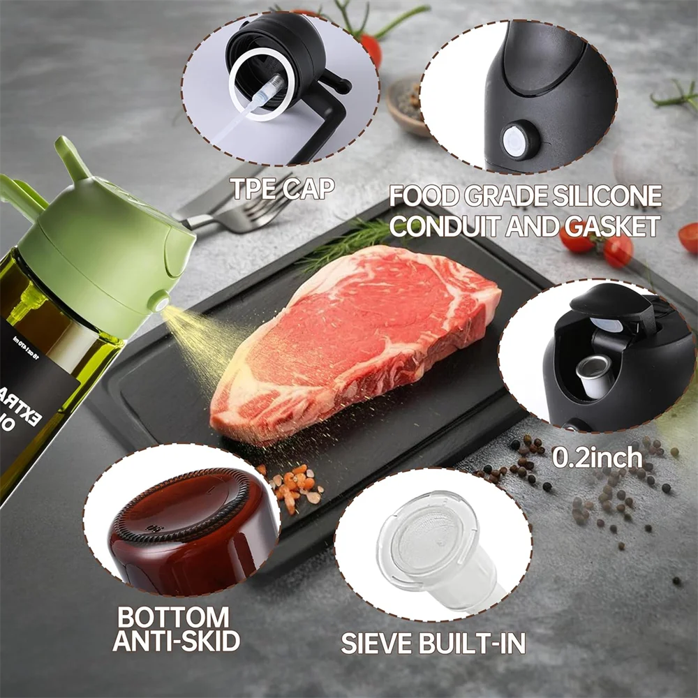 2-in-1 470ml Olive Oil Spray Dispenser Bottle