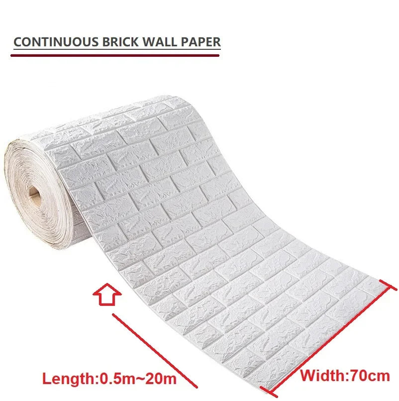 3D Foam Brick Self-Adhesive Wallpaper Roll