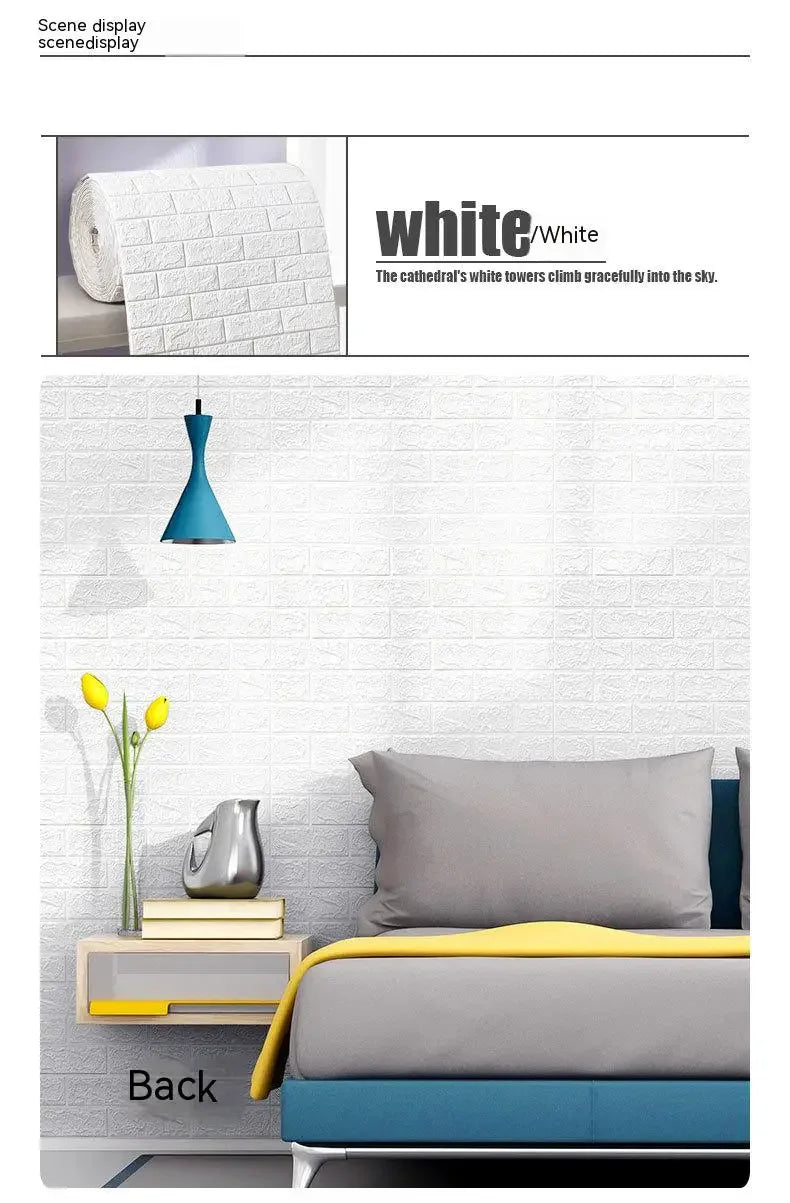 3D Foam Brick Self-Adhesive Wallpaper Roll