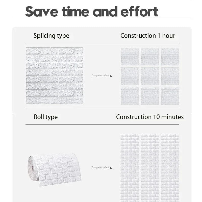 3D Foam Brick Self-Adhesive Wallpaper Roll