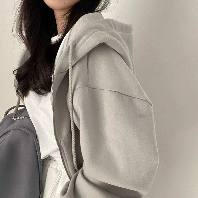 Women’s Y2K Zip-Up Cropped Hoodie Jacket