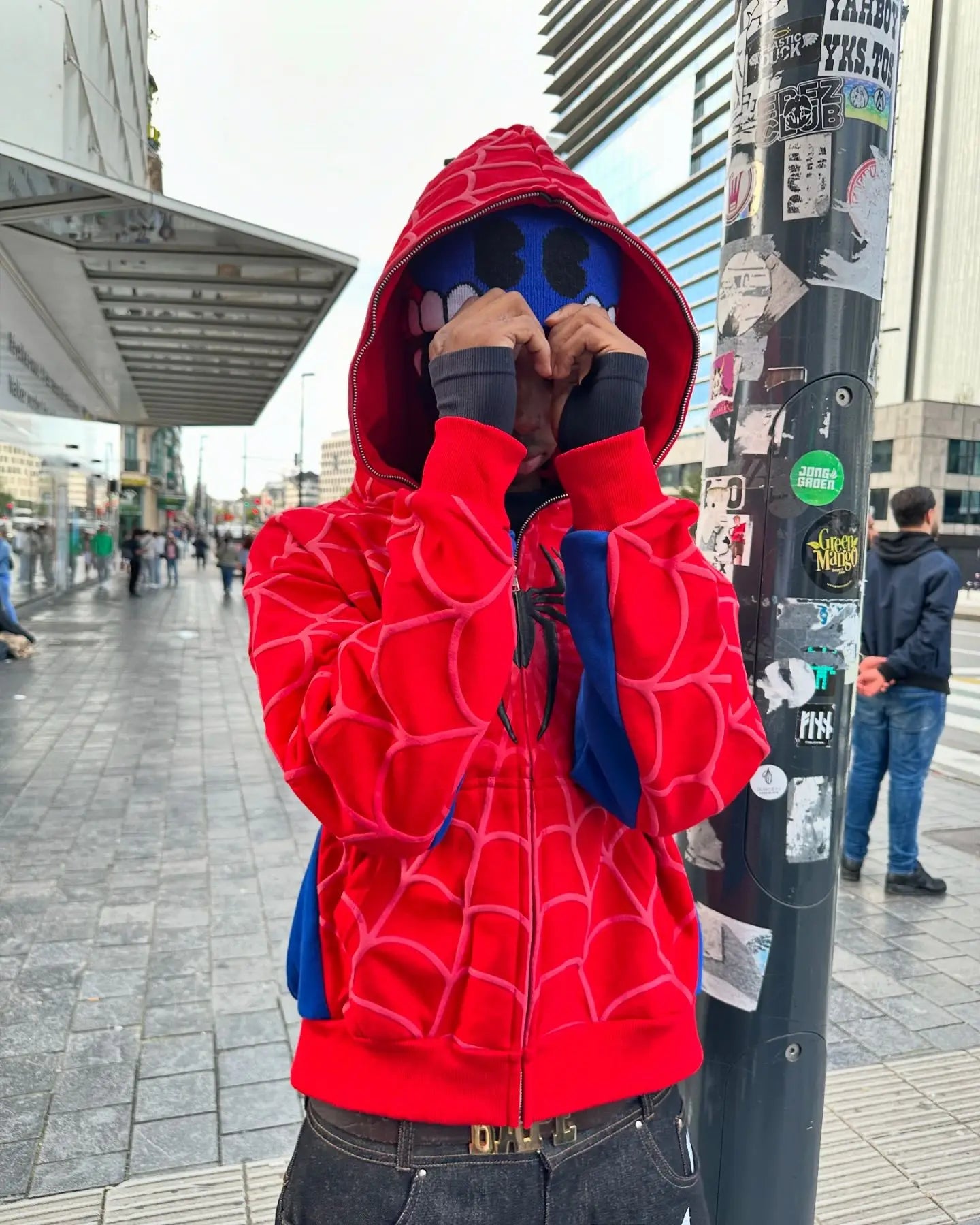 Y2K Gothic Spider Print Zip-Up Hoodie