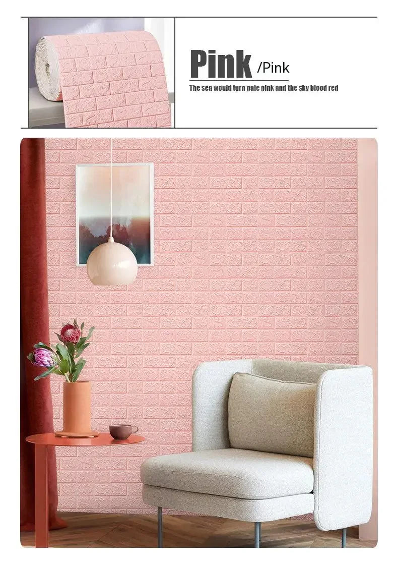 3D Foam Brick Self-Adhesive Wallpaper Roll