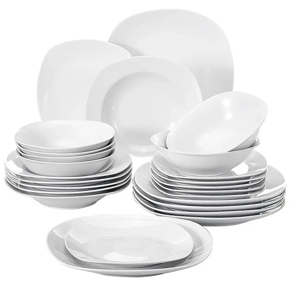 MALACASA 24/48-Piece Ceramic Porcelain Dinnerware Set