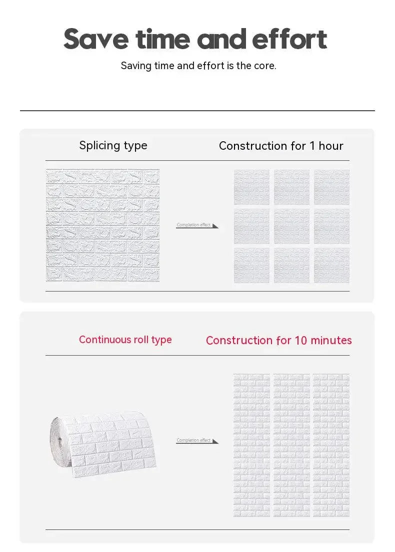 3D Foam Brick Self-Adhesive Wallpaper Roll