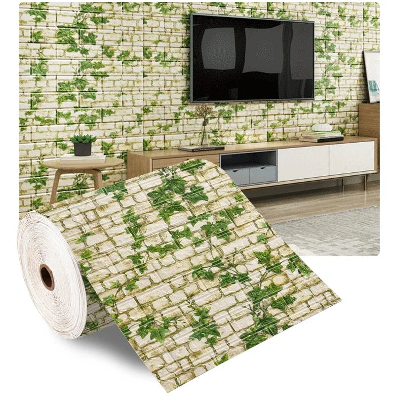 3D Foam Brick Self-Adhesive Wallpaper Roll