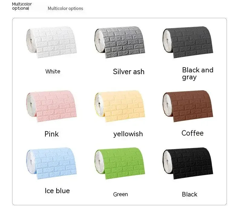 3D Foam Brick Self-Adhesive Wallpaper Roll