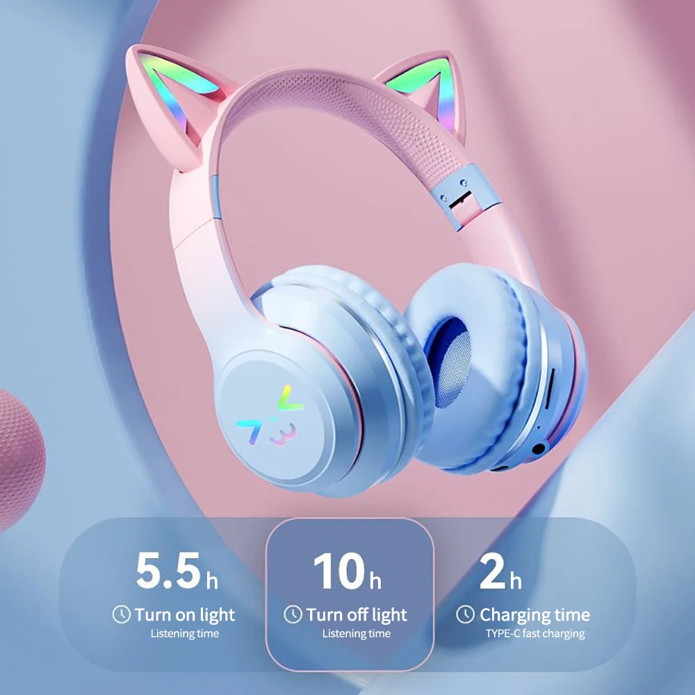 RGB Cat Ear Wireless Bluetooth Headphones
