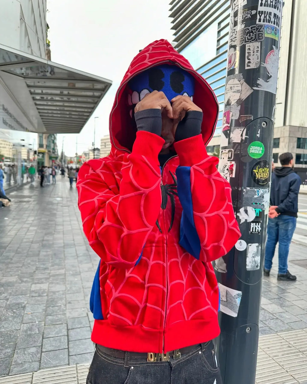 Y2K Gothic Spider Print Zip-Up Hoodie