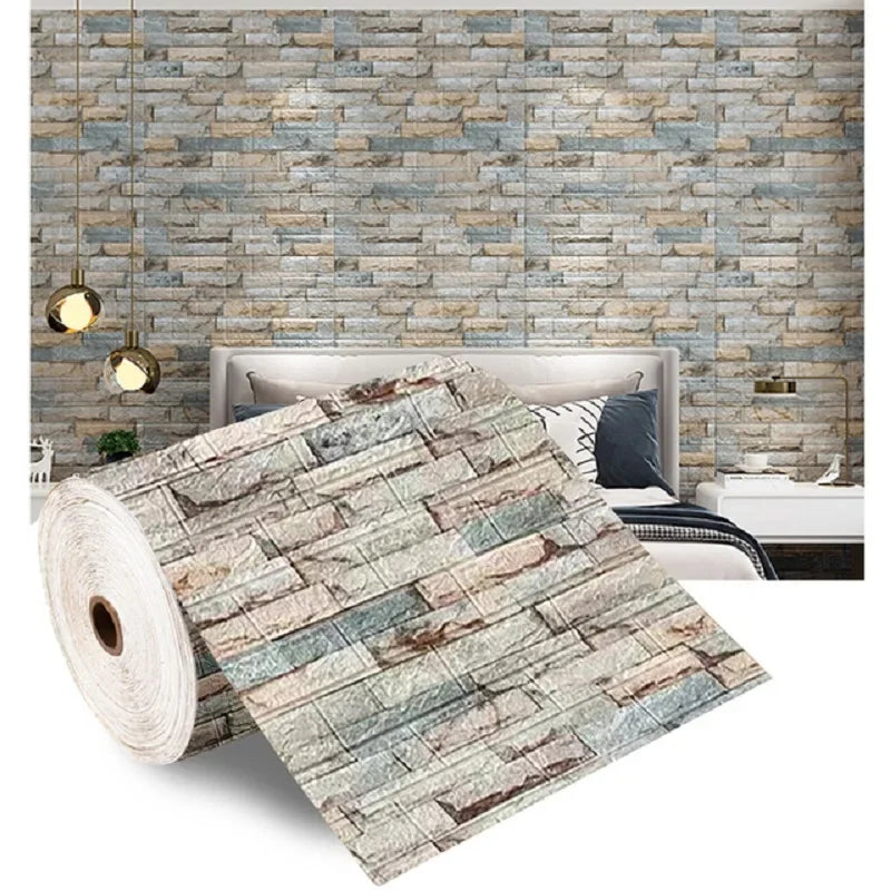3D Foam Brick Self-Adhesive Wallpaper Roll