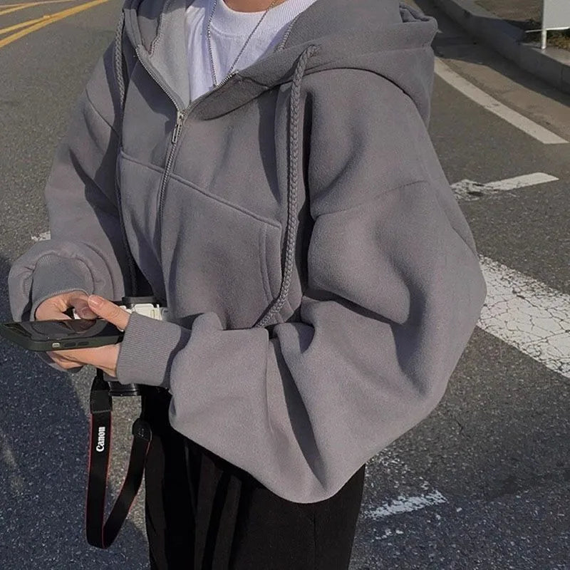Women’s Y2K Zip-Up Cropped Hoodie Jacket