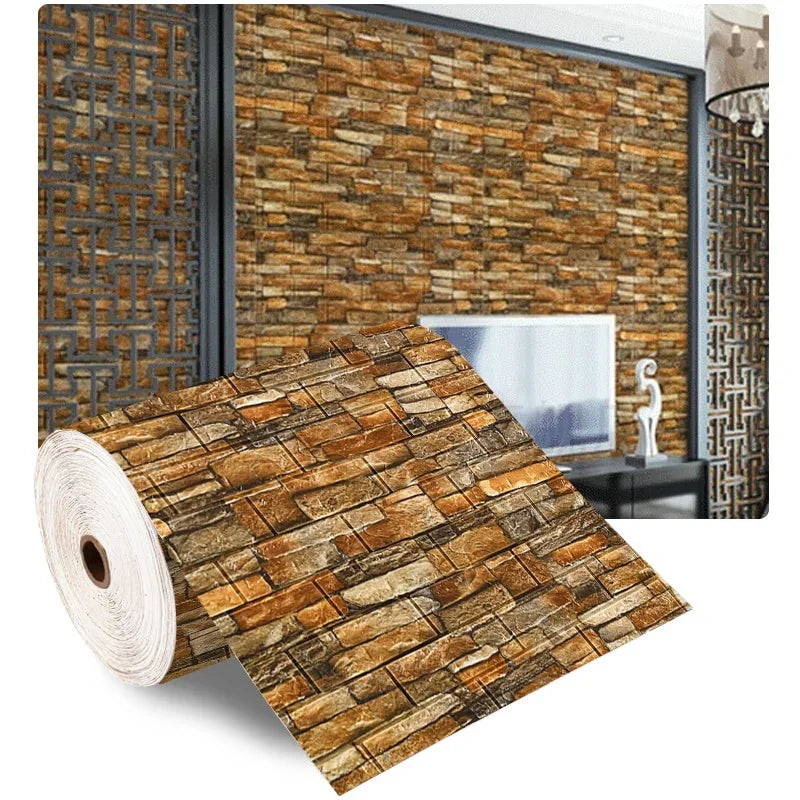 3D Foam Brick Self-Adhesive Wallpaper Roll