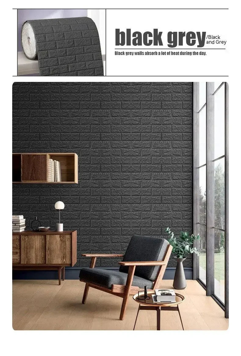 3D Foam Brick Self-Adhesive Wallpaper Roll