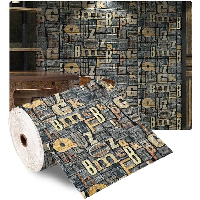 3D Foam Brick Self-Adhesive Wallpaper Roll