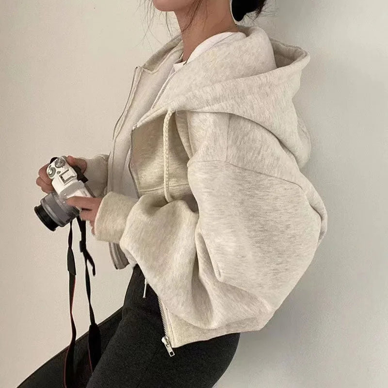 Women’s Y2K Zip-Up Cropped Hoodie Jacket