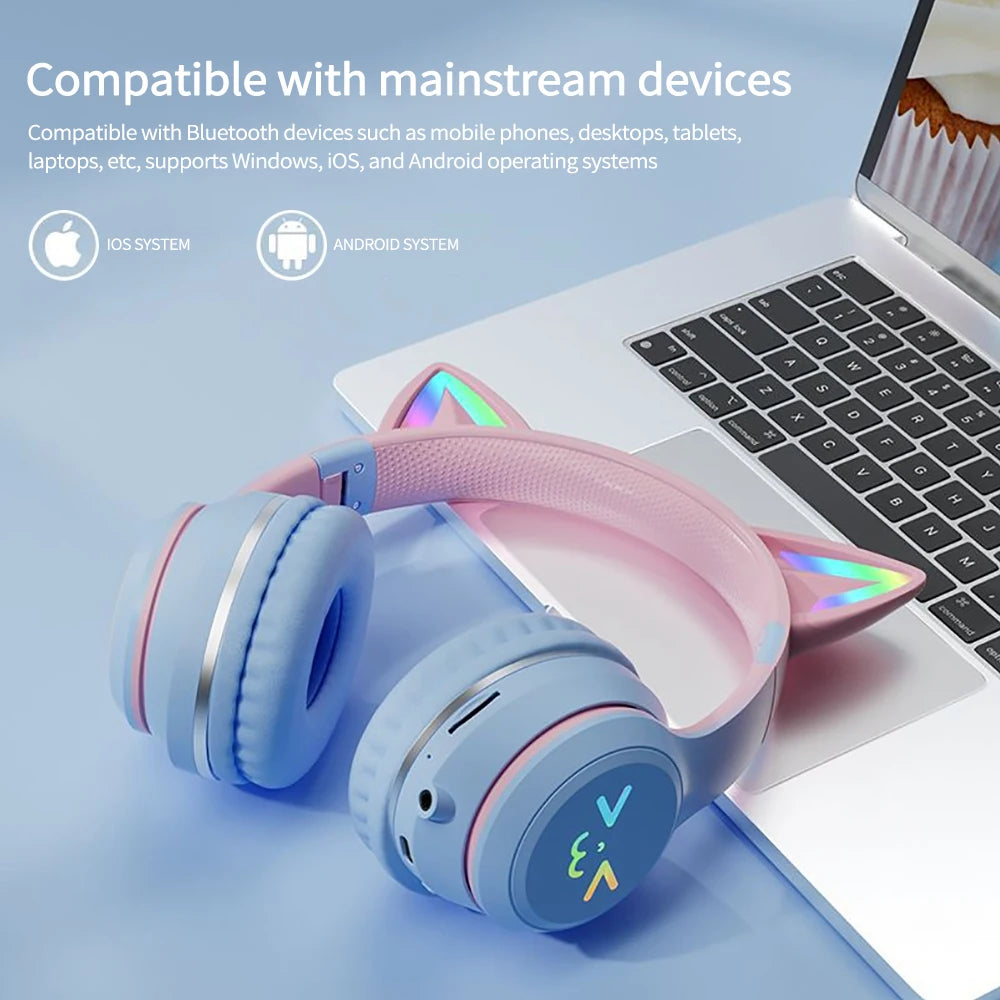 RGB Cat Ear Wireless Bluetooth Headphones