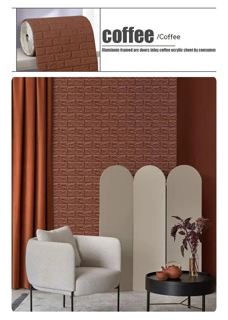 3D Foam Brick Self-Adhesive Wallpaper Roll