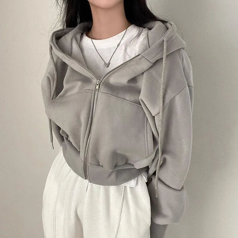 Women’s Y2K Zip-Up Cropped Hoodie Jacket