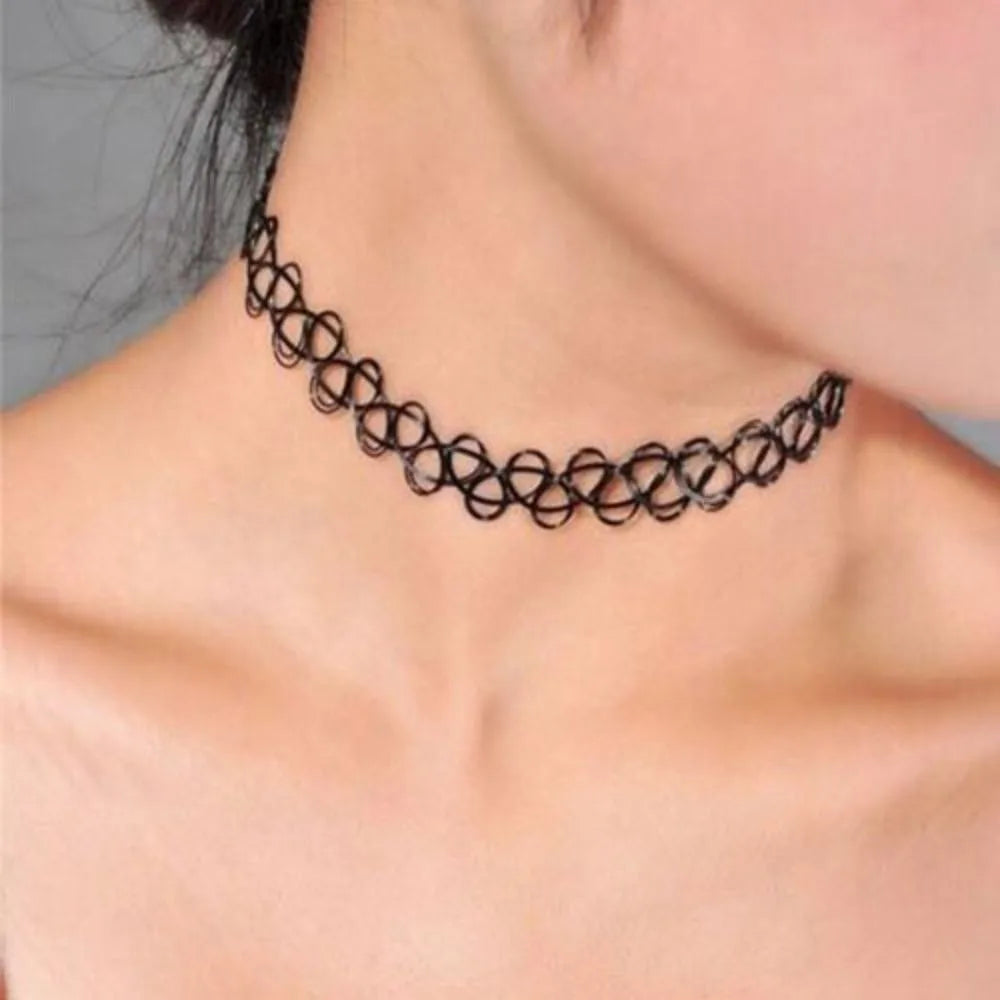 Vintage Stretch Tattoo Choker Necklace Set