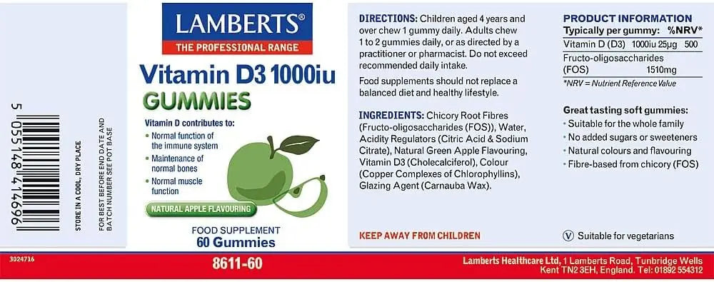 Lamberts Vitamin D3 1000 IU Gummies