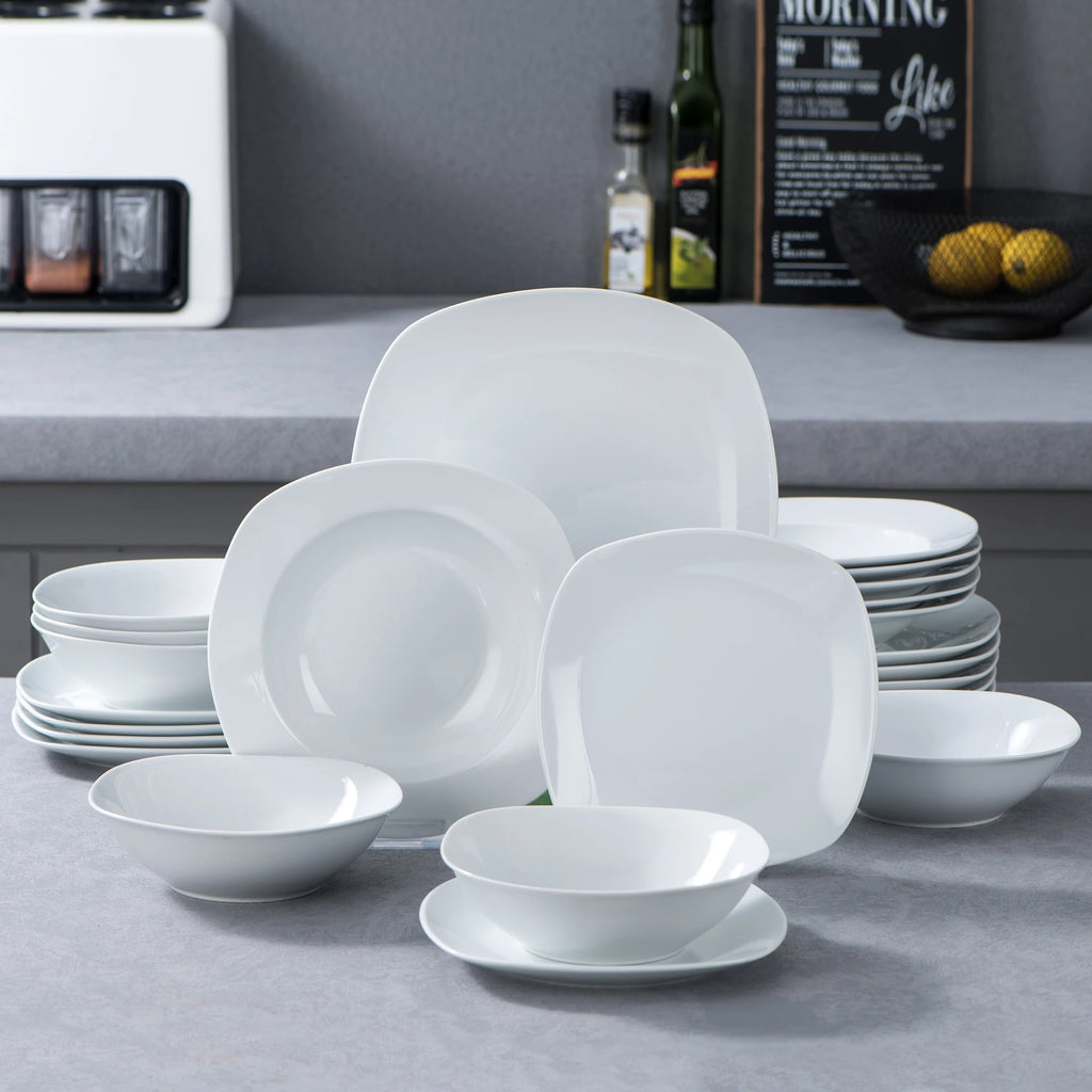 MALACASA 24/48-Piece Ceramic Porcelain Dinnerware Set