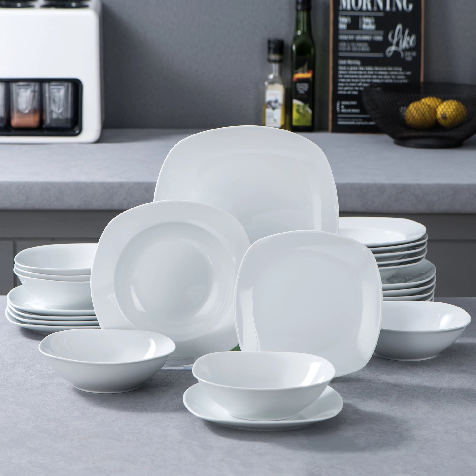 MALACASA 24/48-Piece Ceramic Porcelain Dinnerware Set
