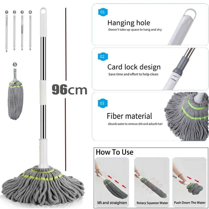 Self-Wringing Hands-Free Floor Cleaning Mop