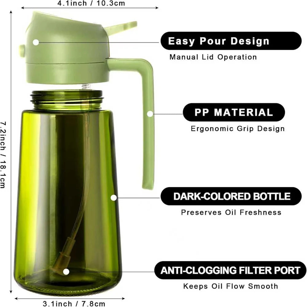 2-in-1 470ml Olive Oil Spray Dispenser Bottle