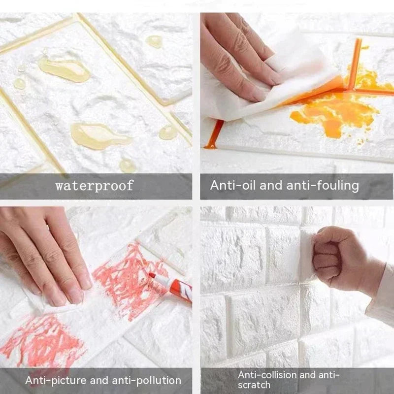 3D Foam Brick Self-Adhesive Wallpaper Roll