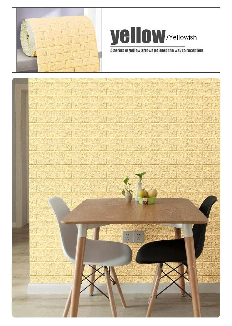 3D Foam Brick Self-Adhesive Wallpaper Roll