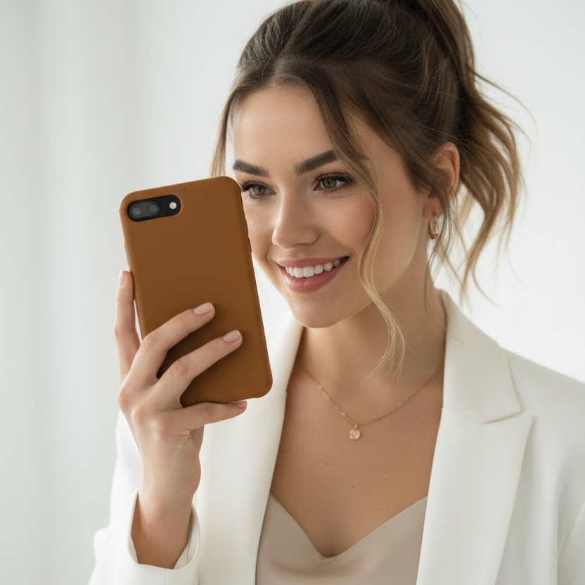iPhone 7/8 Plus Case, Tan Leather
